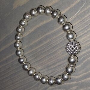 Lagos Signature Caviar Stretch Silver Bead Bracelet